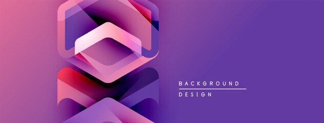 Leinwandbilder - Abstract geometric layers create vibrant purple, pink gradient. Modern design element for backgrounds, presentations. Minimalist aesthetic.