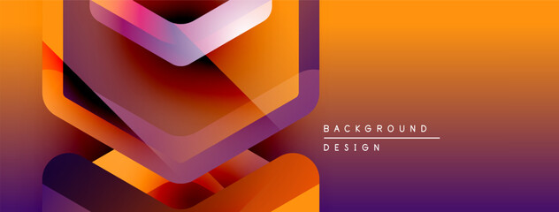 Leinwandbilder - Abstract geometric shapes blend orange, purple hues. Modern design creates dynamic visual effect. Background text reads background design.