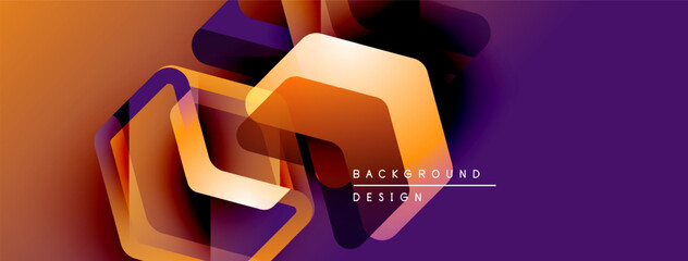 Leinwandbilder - Abstract geometric shapes overlap, creating vibrant orange, purple gradients. Modern design element for backgrounds, banners, presentations.
