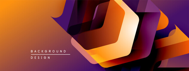 Poster - Abstract geometric design. Orange, purple hues create dynamic layered effect. Modern background suitable for presentations, branding.