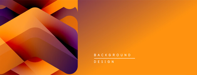 Leinwandbilder - Abstract orange, purple layers create dynamic background. Gradient effect adds depth, modern feel. Minimal text present.
