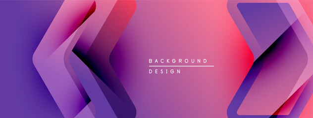 Leinwandbilder - Abstract background features layered shapes, vibrant purple, pink hues. Modern design suggests technology, innovation, creativity.
