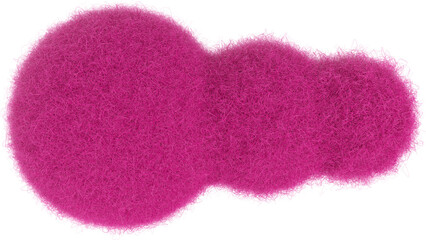 Wall Mural - Cartoon pink cloud from fur or felt material. 3d illustration of cute soft child toy. Realistic creative render element.