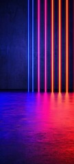Wall Mural - Background of empty stage show. Neon blue and purple light and laser show. Laser futuristic 