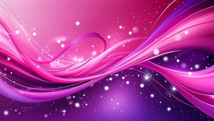 Canvas Print - abstract flowing pink and purple waves with sparkling light particles background