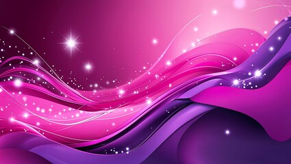 Canvas Print - abstract flowing waves of pink and purple colors with sparkling highlights