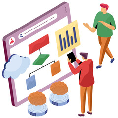 Wall Mural - conceptual isometric design illustration of cloud hierarchy