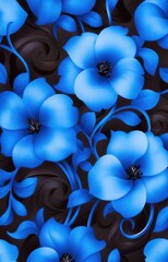 Wall Mural - Blue floral pattern on the wallpaper isolated 