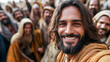 © Akash Tholiya - Jesus, portrait and selfie with religious group in photography, memory or worship of god together. Happy prophet with smile, community or followers for picture, march or outdoor freedom in leadership