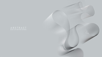 Poster - Abstract wavy background with flowing curved lines, soft gray tones, and modern minimalist style, creating calm and elegant visual effect for design projects