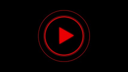 play icon, video play icon for website and mobile design animation on black background. glowing play button animation. Press to play. On black background .Video, play button icon animation