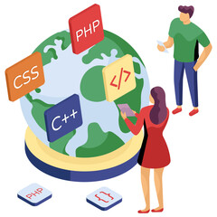 Wall Mural - modern design illustration of global coding