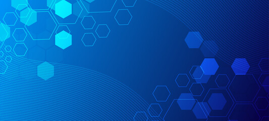 Wall Mural - abstract hexagon geometric shape technology digital hi tech background. blue digital technology conc