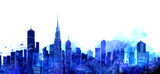Watercolor art painting city scape Isolated or white background. Modern flat design. Futuristic technology concept. design illustration.