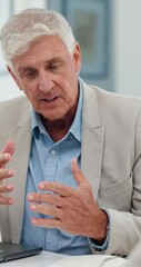Poster - Talking, idea and planning with business man in office for research, discussion or feedback. Brainstorming, project update and review with mature employee in agency for report, progress and meeting