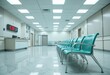 © Pungkas - Modern clean hospital waiting room with green chairs and bright lighting in sterile environment