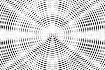 Leinwandbilder - Radial halftone gradient background. Dotted concentric texture with fading effect. Black and white circle shade wallpaper. Grunge rough vector. Monochrome backdrop