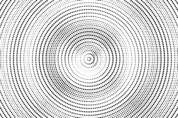 Aufkleber - Radial halftone gradient background. Dotted concentric texture with fading effect. Black and white circle shade wallpaper. Grunge rough vector. Monochrome backdrop