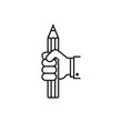 © Siarhei - Hand holding a pencil. Vector icon. A hand clenches a large pencil in a fist. Illustration and drawing on white background.