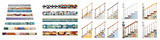 Vibrant decorative stair balusters and ornate stair risers showcasing colorful mosaic patterns, wood accents, and artistic tile designs for enhancing interior aesthetics and charm