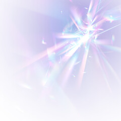 Fototapete - Rainbow light refraction and prism glow on transparent PNG. Use as a natural overlay. Adds realism and color depth.
