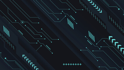 Wall Mural - high tech background featuring glowing neon lines and abstract circuit board elements on dark theme