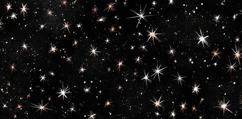 Wall Mural - a bohemian-inspired pattern featuring stars set against a black backdrop, ideal for tarot and astrol
