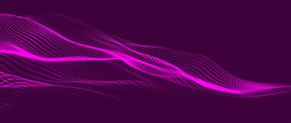 Wall Mural - abstract background with dynamic color wave. futuristic dotted wave of bright particles. colorful ba