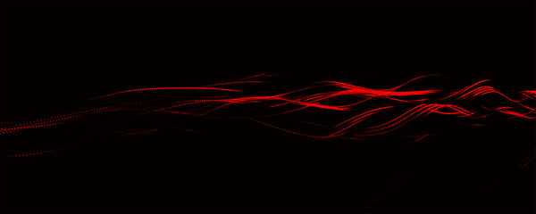 Wall Mural - abstract background with dynamic color wave. futuristic dotted wave of bright particles. dark backgr