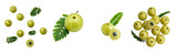 Indian gooseberry amla with leaf, isolated on transparent background 
