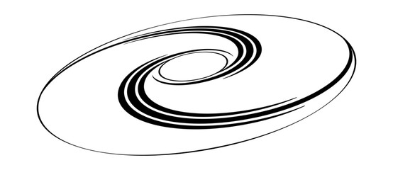 Aufkleber - Spiral with black speed lines as dynamic abstract vector background or logo or icon. Artistic illustration with perspective on white background.
