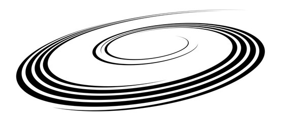 Aufkleber - Spiral with black speed lines as dynamic abstract vector background or logo or icon. Artistic illustration with perspective on white background.