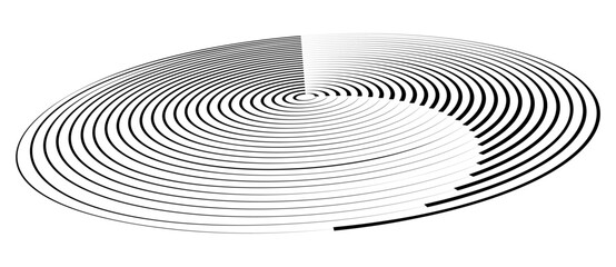 Aufkleber - Spiral with black speed lines as dynamic abstract vector background or logo or icon. Artistic illustration with perspective on white background.