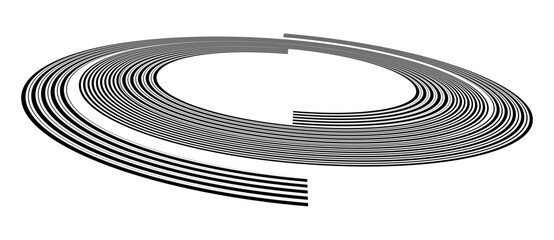 Aufkleber - Spiral with black speed lines as dynamic abstract vector background or logo or icon. Artistic illustration with perspective on white background.