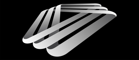 Aufkleber - Distorted Penrose triangle or Penrose tribar, or the impossible tribar with gradient on contrast background.