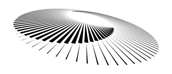 Aufkleber - Lines in circle abstract background. Dynamic transition illusion. Black shape on a white background. Perspective view.