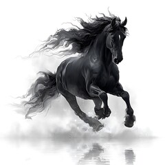 Naklejka na meble Elegant black stallion in dynamic running motion high resolution photo