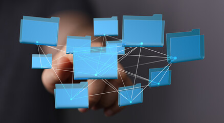Aufkleber - Visual representation of interconnected files and folders in a network.  Illustrates data organization and sharing.