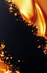 Wall Mural - Blurred golden bokeh on black background 