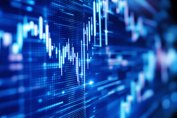 Poster - Financial stock market chart with glowing blue digital interface.
