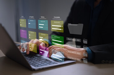 agile software development or project management using kanban or scrum method boards, processes, wor