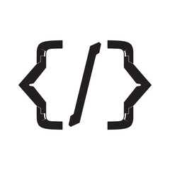 Cyberpunk Code Brackets Icon for Merchandise Apparel Print in Bl