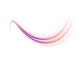 Fototapete - Light trail wave, fire path trace line, car lights, optic fiber and incandescence curve twirl. High speed IT technology concept, abstract stripes as data transfer on white background in png format.	