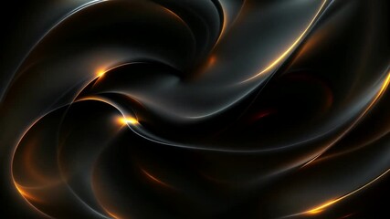 Wall Mural - Black background with a glowing swirling pattern of bright light lines and curves. Loop animation, seamless an endless footage.