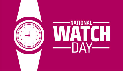 Wall Mural - national watch day background banner or poster design template. observed every year in june. holiday