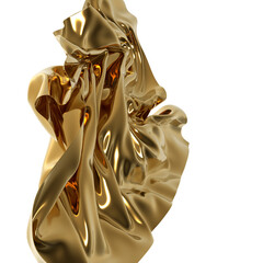 Fototapete - Golden waves of silk shimmering and luxurious