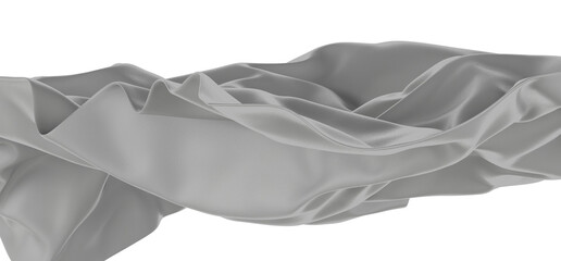 Poster - A close-up of a white fabric with a smooth, silky texture. The fabric is draped and folded, creating an abstract pattern and a sense of movement.
