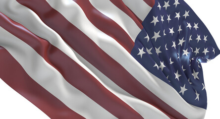 Poster - Waving American Flag Isolated on White
