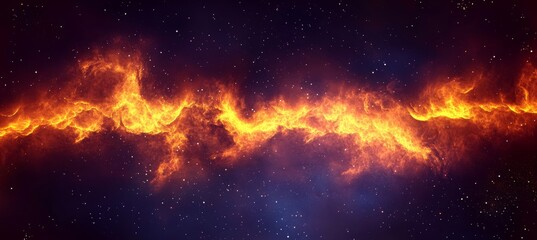 Wall Mural - cosmic fire a fiery nebula illuminates the night sky with interstellar dust and stars