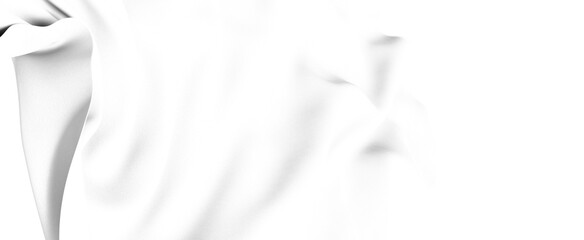 Poster - Close-up of a white fabric with soft folds and creases. The abstract texture creates a smooth and elegant background.